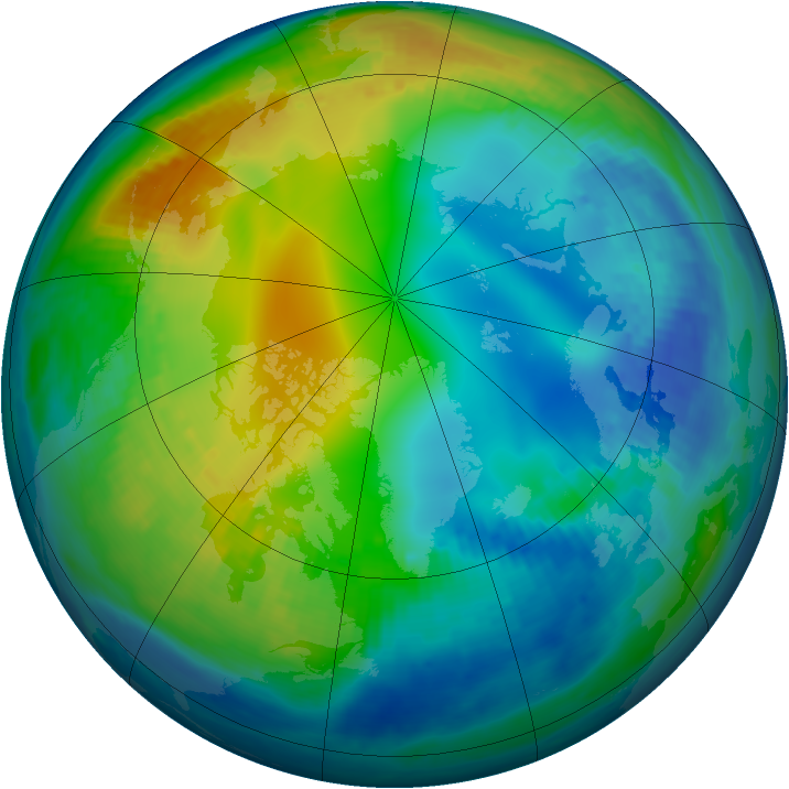 Arctic ozone map for 18 November 2000